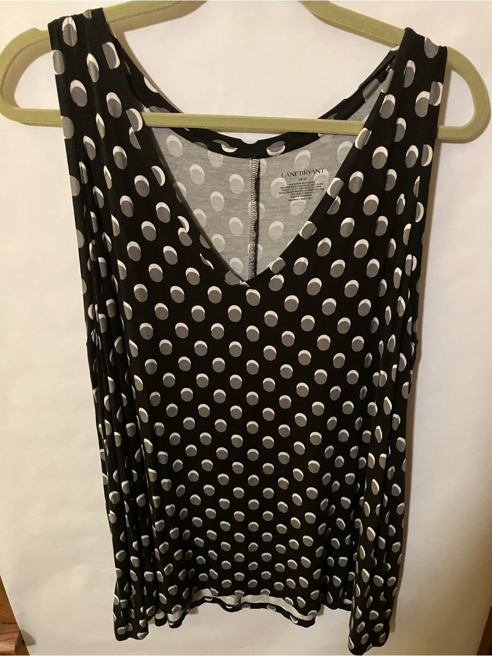 Lane Bryant Black Polka Dot V-Neck Tank Top 18/20